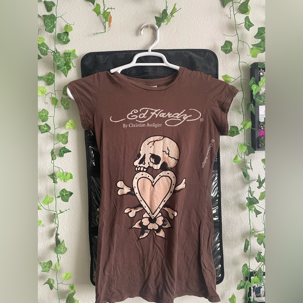 Ed Hardy Brown Skull Top